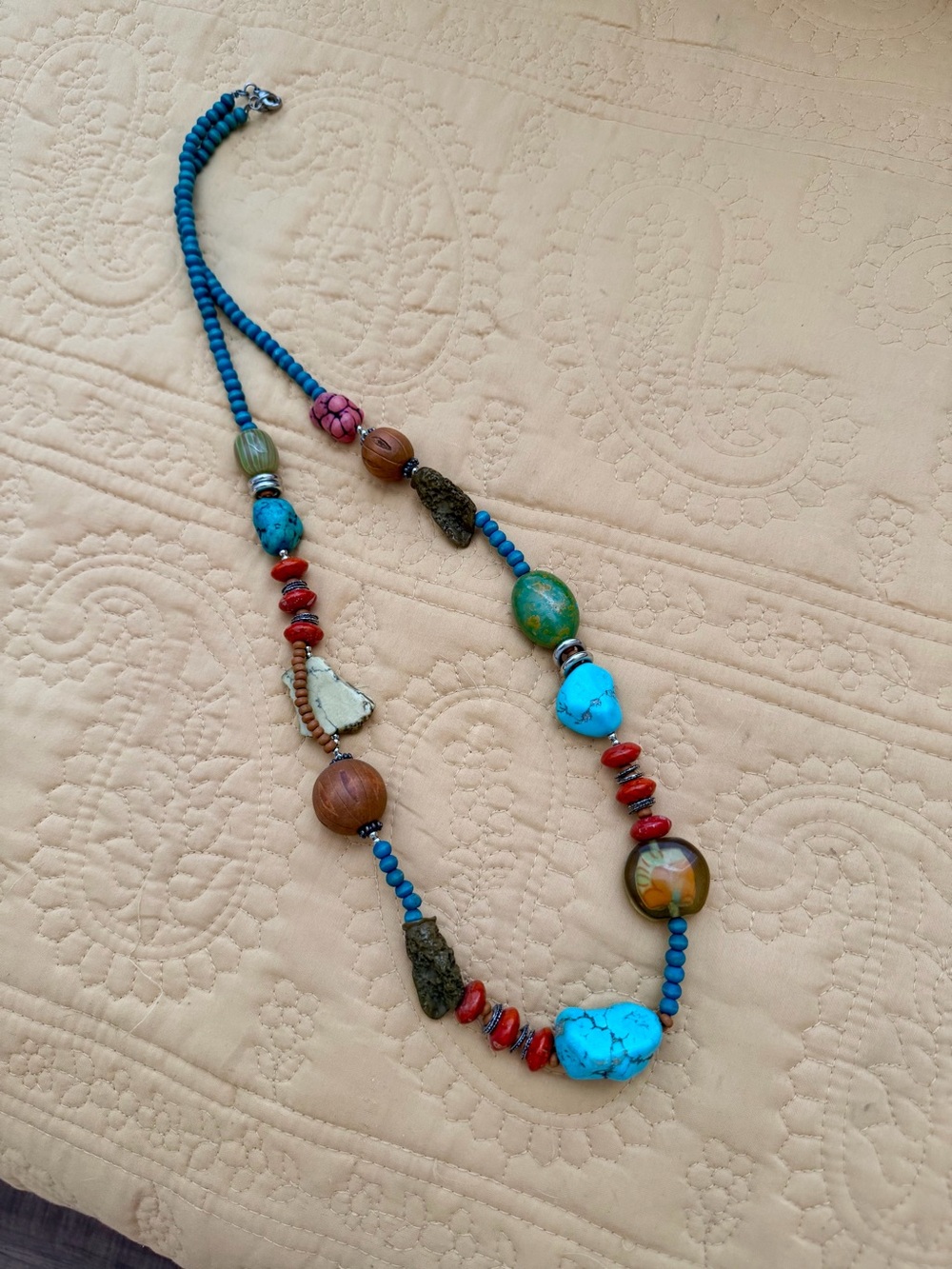 Bohemian Turquoise & Multi-Colored Bead Statement Necklace